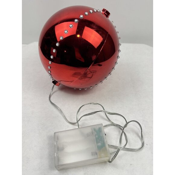 Large Red LED Christmas Ornament Ball 6" Hanging Motion Lights Battery Timer - Picture 5 of 12